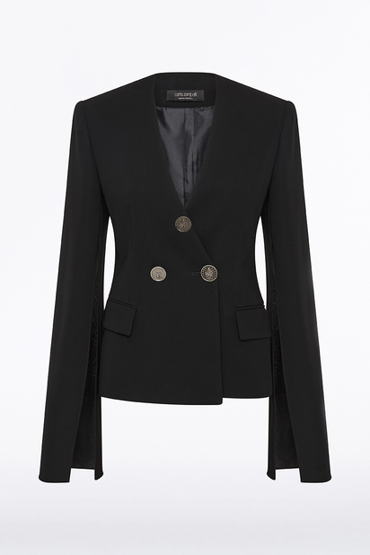 BLACK CREPE MONETA ROME JACKET