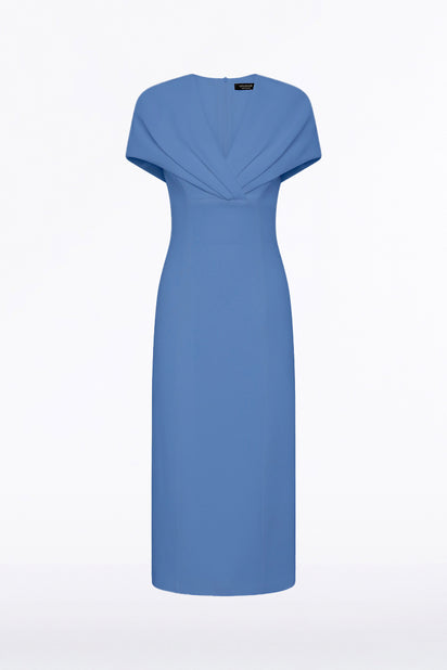 ATLAS CREPE TUCK MIDI DRESS