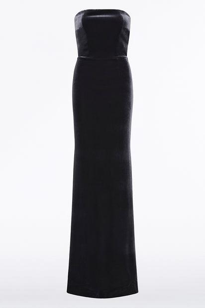 MIDNIGHT VELVET STRAPLESS GOWN