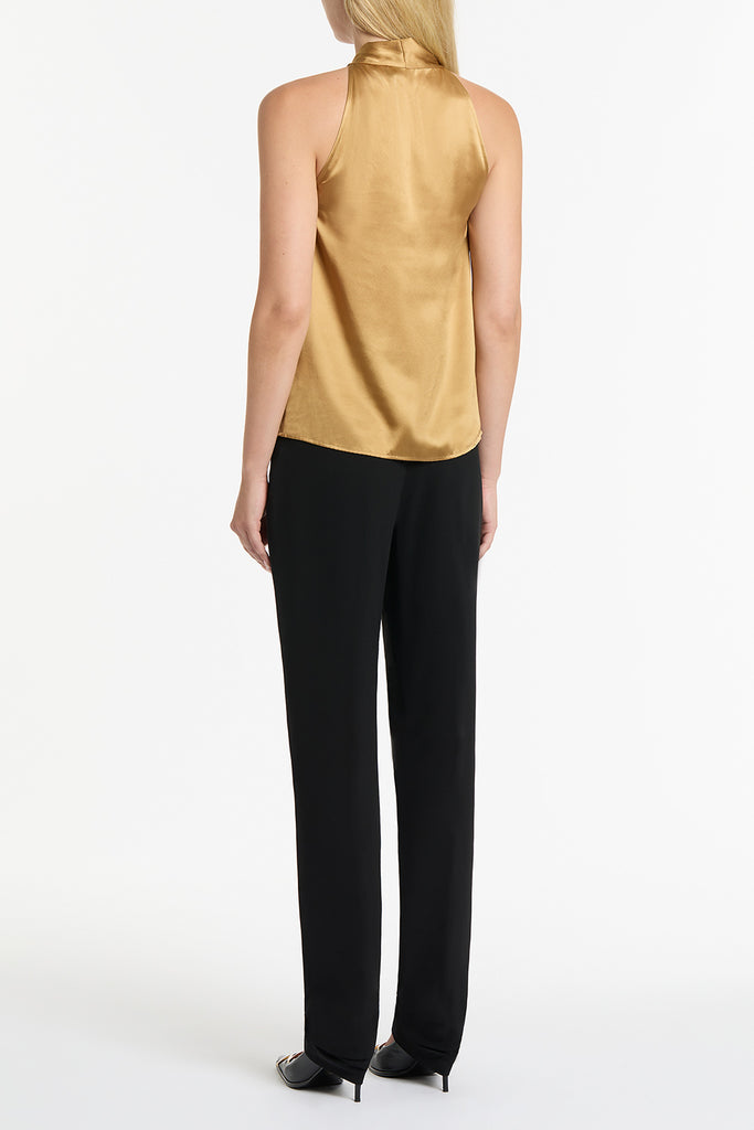 BRANDY SILK TWILL RUFFLE TOP Carla Zampatti