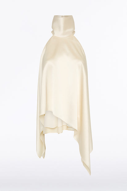 IVORY SATIN DRAPED HALTER TOP