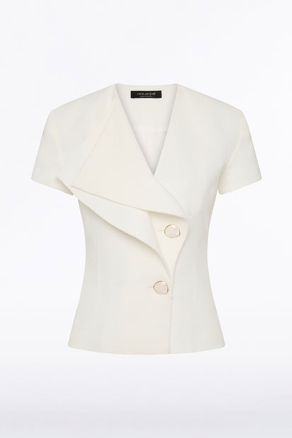 WHITE CREPE DOUBLE-BREASTED VEST