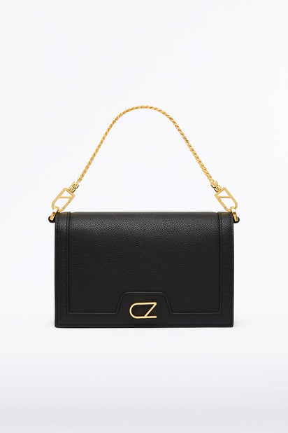 BLACK CZ CHAIN CROSSBODY BAG