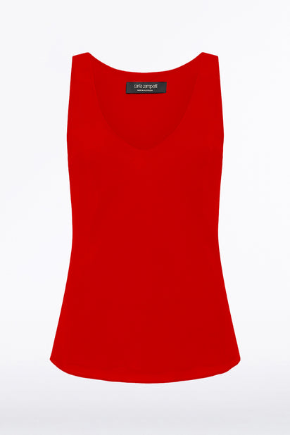 RED GEORGETTE SCOOP NECK CAMI