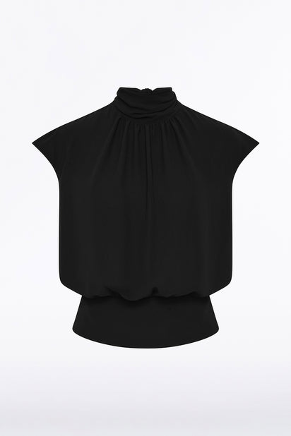 BLACK GEORGETTE SCARF TOP