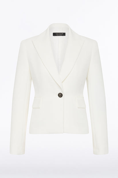 WHITE CREPE SINGLE BREASTED JACKET