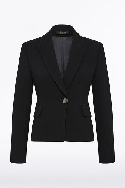 BLACK CREPE SINGLE BREASTED JACKET