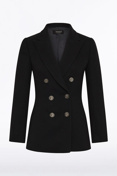 BLACK CREPE DOUBLE-BREASTED JACKET