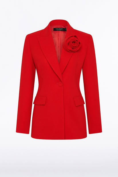 RED CREPE ROSE JACKET