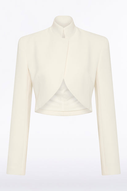 IVORY CREPE CROP JACKET