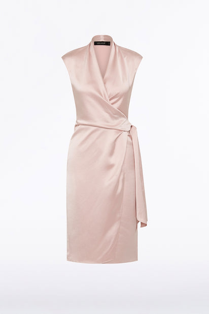 BLUSH LUSTRE SATIN WRAP DRESS