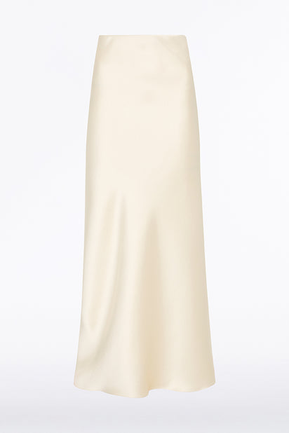 IVORY SATIN BIAS SKIRT