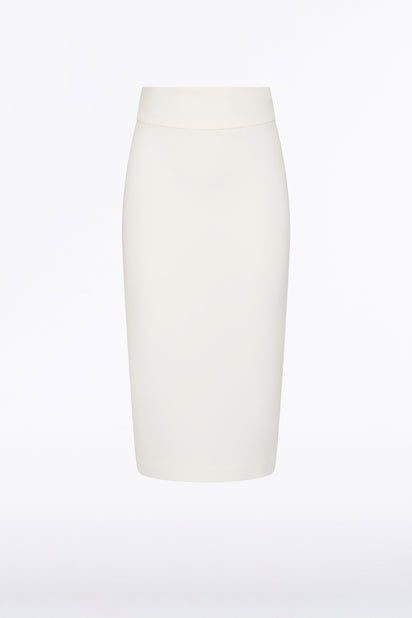 WHITE CREPE MIDI PENCIL SKIRT