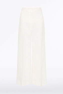 IVORY LINEN WAISTED CROP PANT