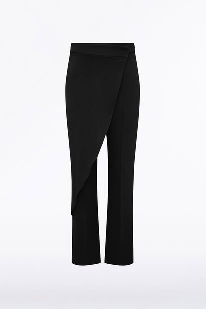 BLACK CREPE DRAPE FRONT PANT