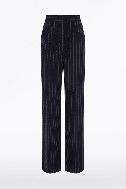 NAVY PINSTRIPE WIDE LEG PANT