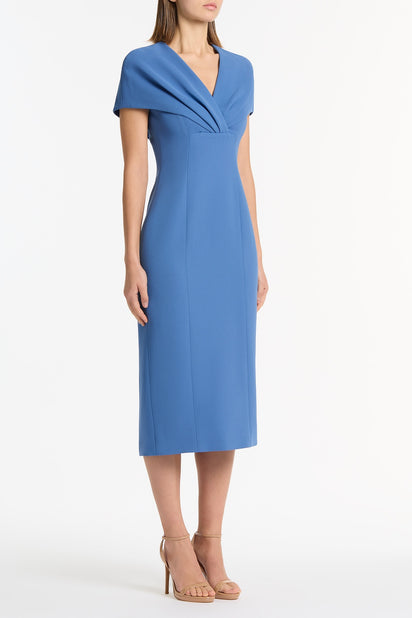 ATLAS CREPE TUCK MIDI DRESS