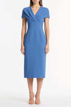 ATLAS CREPE TUCK MIDI DRESS