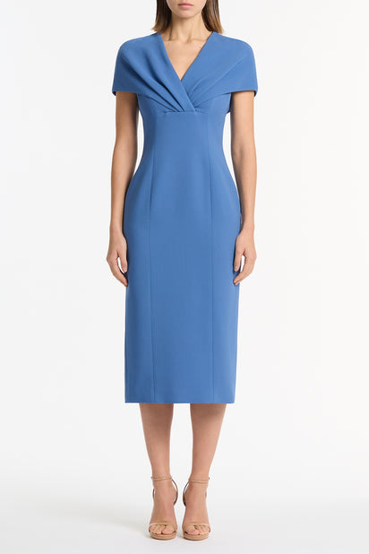 ATLAS CREPE TUCK MIDI DRESS