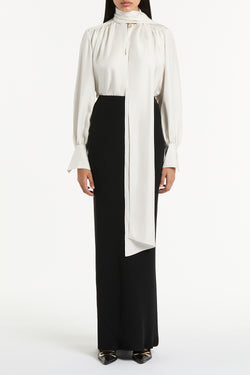 BLACK CREPE BIAS SKIRT