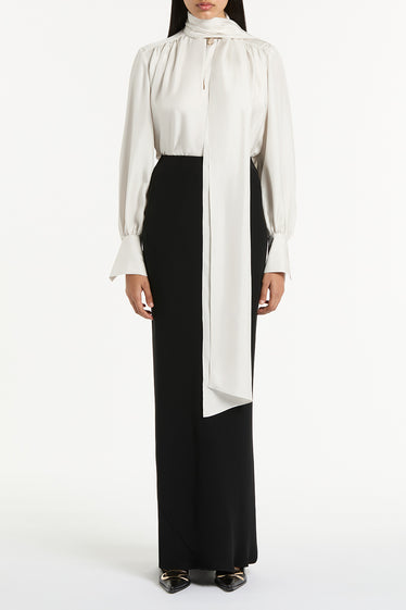 BLACK CREPE BIAS SKIRT