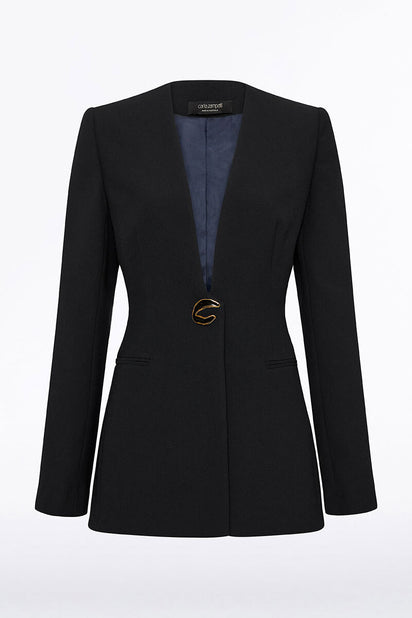 BLACK CREPE C BLAZER