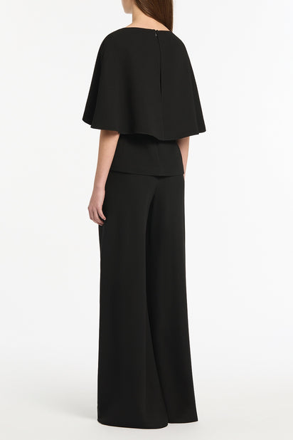 BLACK CREPE CAPE TOP