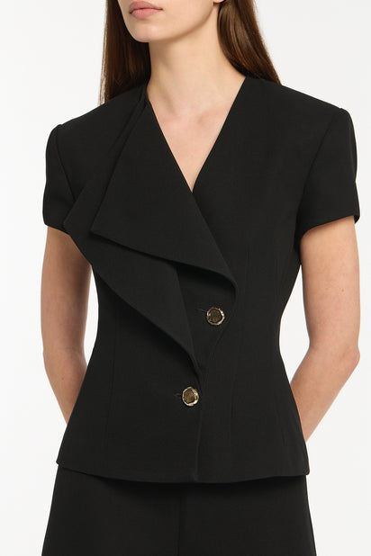 BLACK CREPE DOUBLE-BREASTED VEST