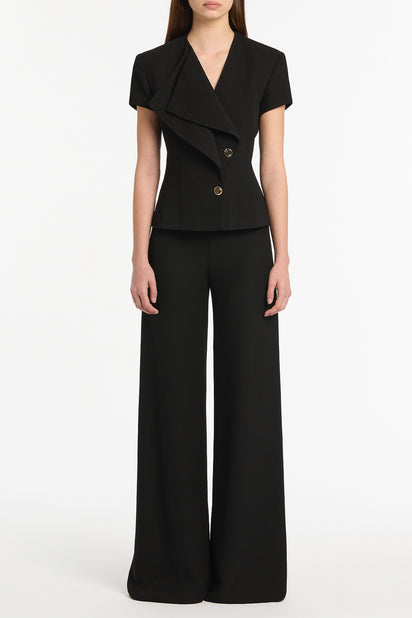 BLACK CREPE DOUBLE-BREASTED VEST