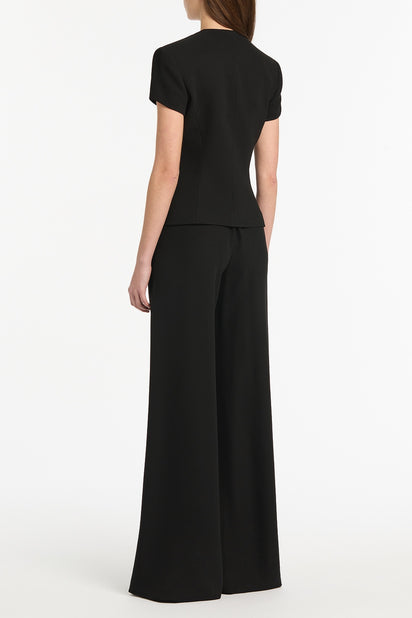 BLACK CREPE DOUBLE-BREASTED VEST