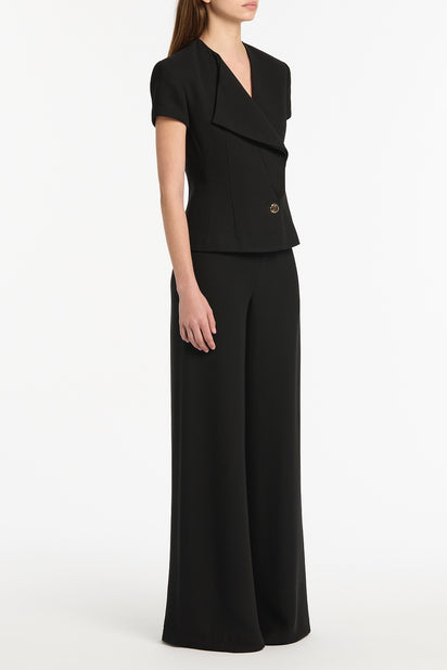 BLACK CREPE DOUBLE-BREASTED VEST