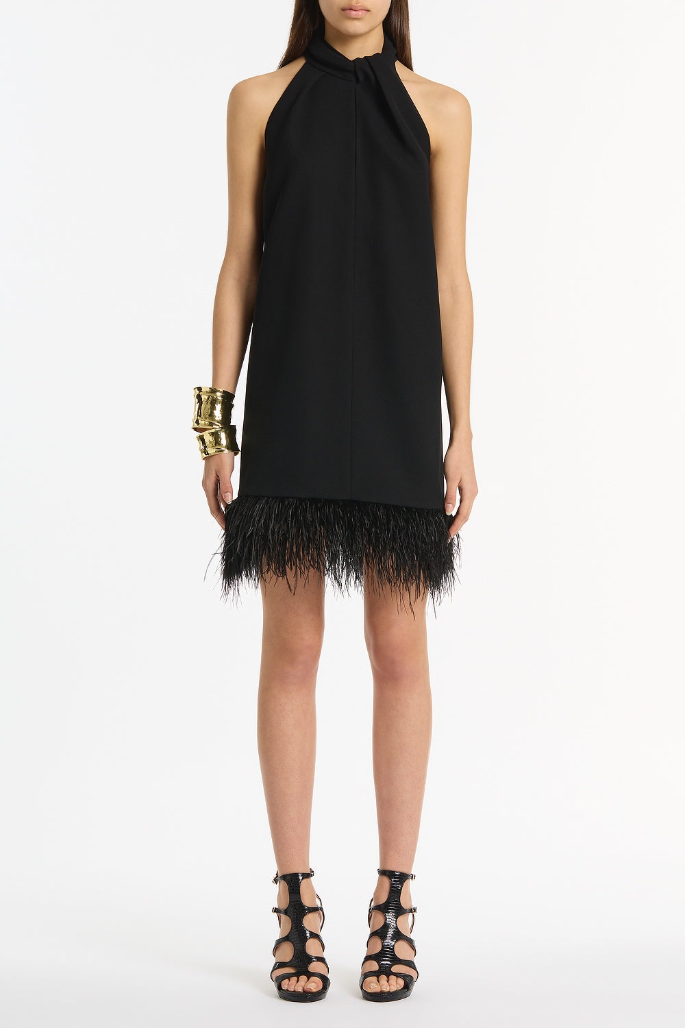 BLACK CREPE FEATHER MINI DRESS – Carla Zampatti