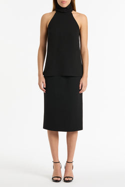 BLACK CREPE HALTER TOP