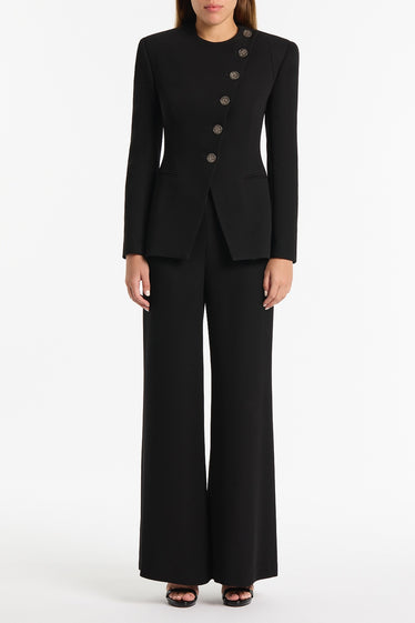 BLACK CREPE MONETA LONG JACKET
