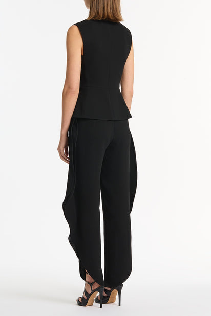 BLACK CREPE PEPLUM TOP