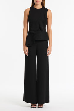 BLACK CREPE PETAL DETAIL TOP