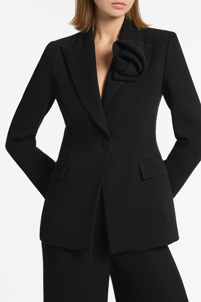 BLACK CREPE ROSE BLAZER