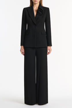 BLACK CREPE ROSE BLAZER
