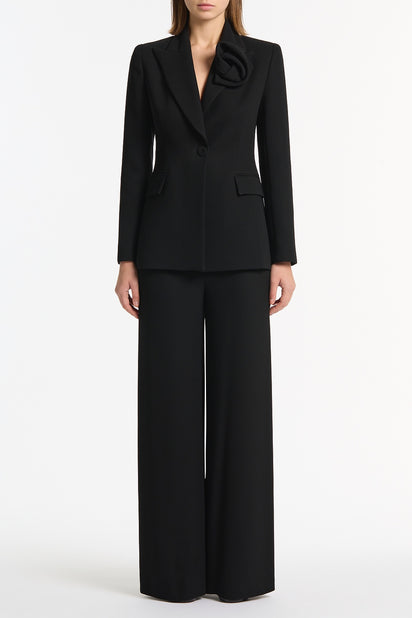 BLACK CREPE ROSE BLAZER