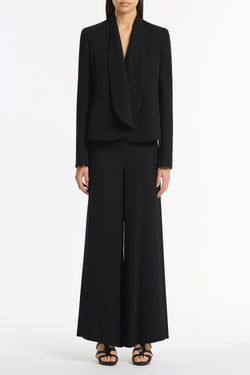 BLACK CREPE SHAWL COLLAR JACKET