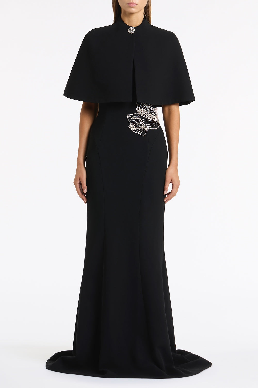 BLACK CREPE SHORT CAPE – Carla Zampatti