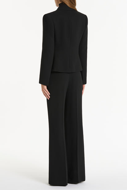 BLACK CREPE SINGLE BREASTED JACKET