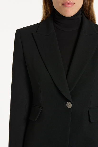 BLACK CREPE SINGLE BREASTED JACKET