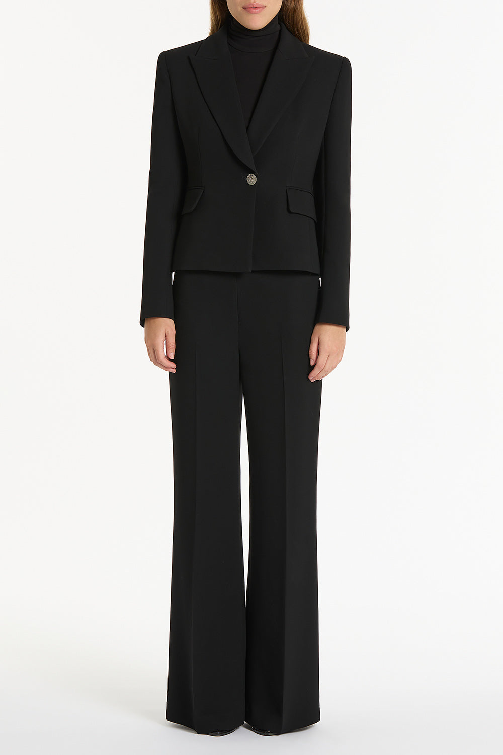 BLACK CREPE SINGLE BREASTED JACKET – Carla Zampatti