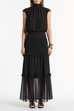 BLACK GEORGETTE SCARF TOP