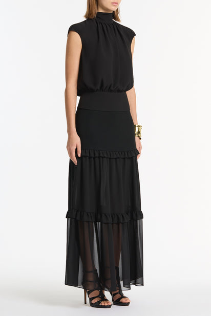 BLACK GEORGETTE SCARF TOP