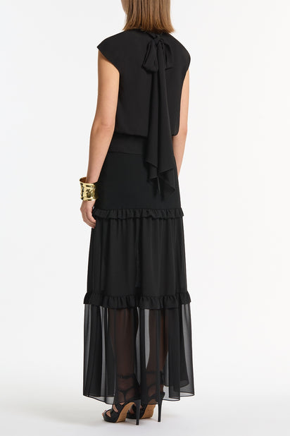BLACK GEORGETTE SCARF TOP