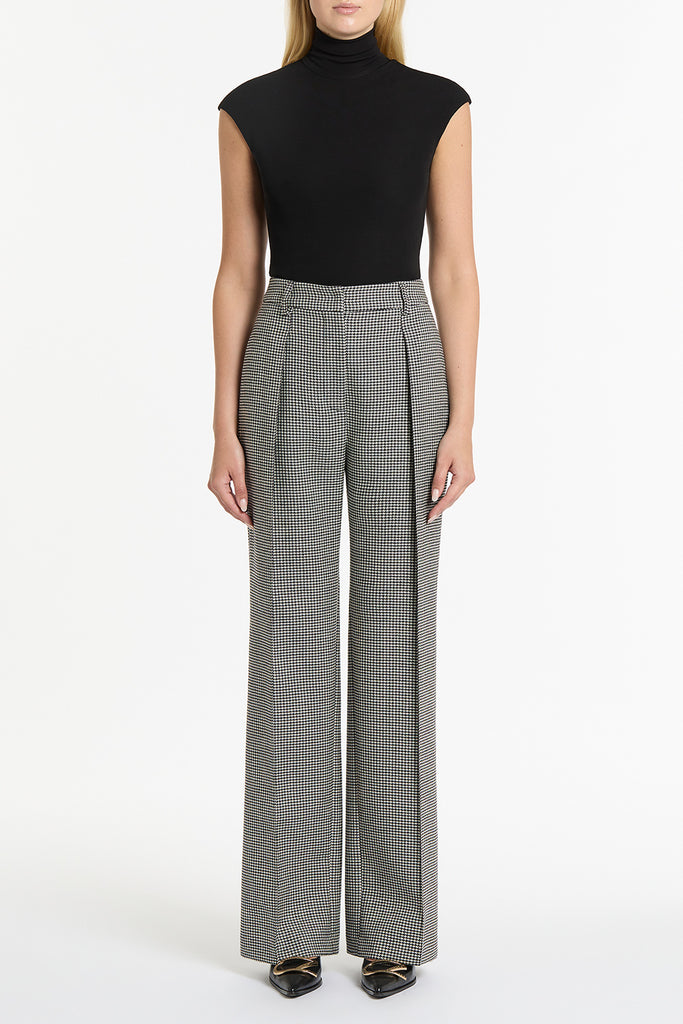 Blue Grey Houndstooth Wool Pants - A.i. Perfect Fits