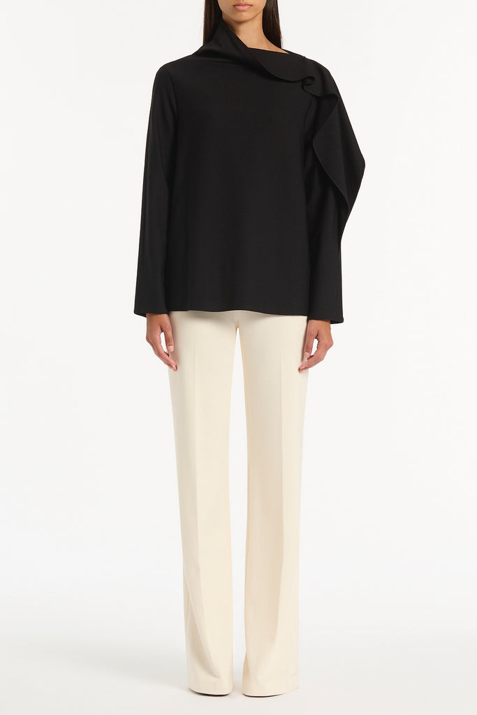 BLACK PONTE SHOULDER DETAIL TOP – Carla Zampatti
