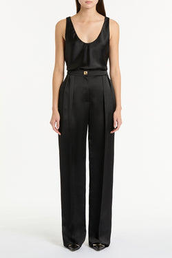 BLACK SATIN PALAZZO PANT